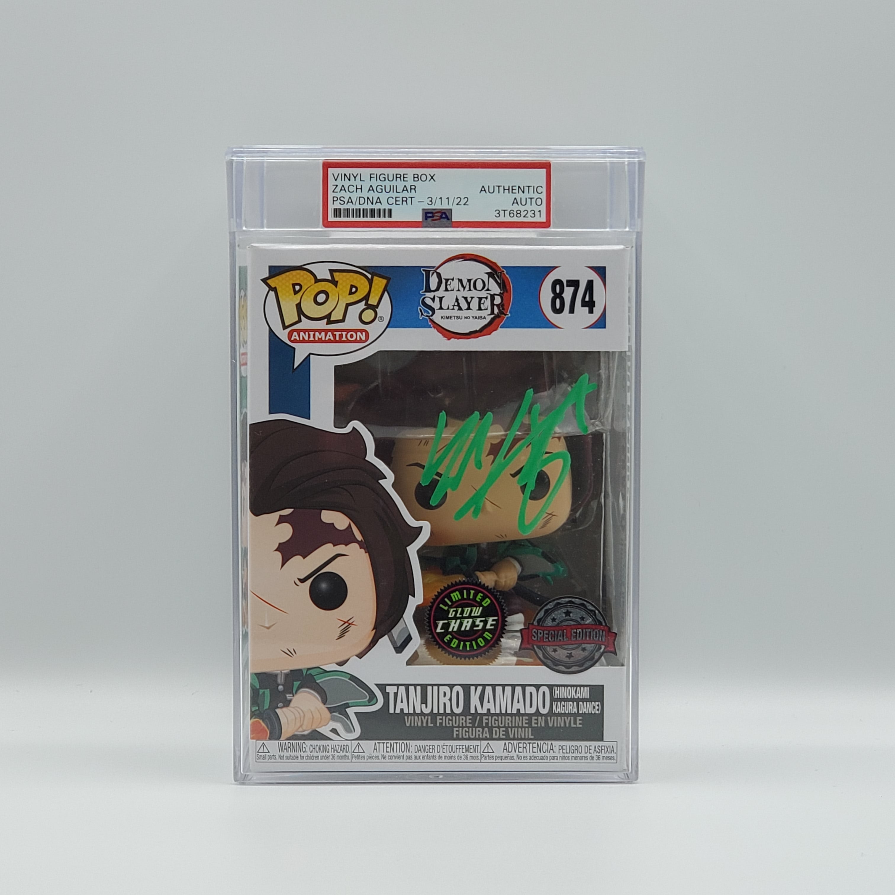 Funko Pop Anime popular Demon Slayer Tanjiro CHASE SIGNED AUTO by Zach