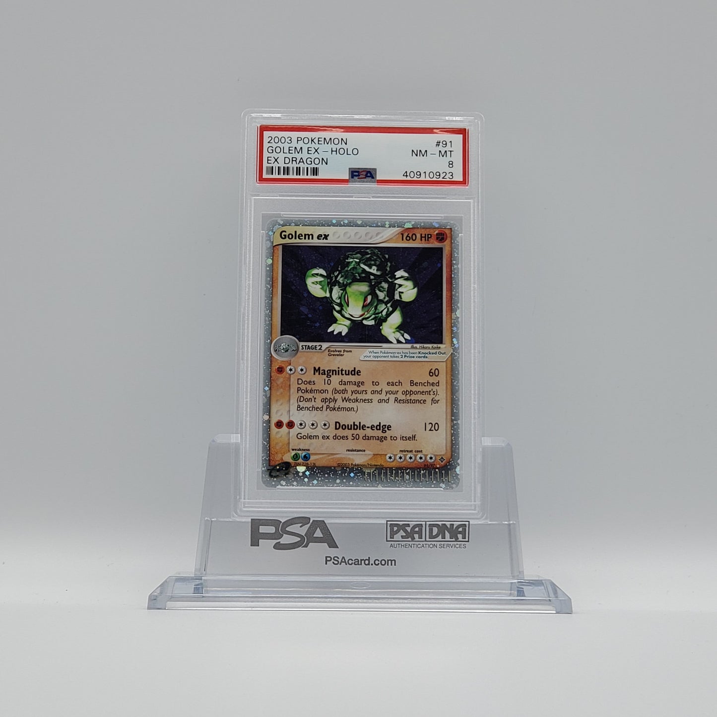 2003 - POKEMON - EX DRAGON - GOLEM EX - #91 - HOLOGRAPHIC - PSA - NM-MT 8