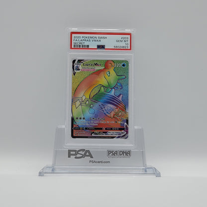 2020 - POKEMON - SWORD & SHIELD - SECRET RARE - FULL ART - LAPRAS VMAX - #203 - PSA - GEM MINT 10