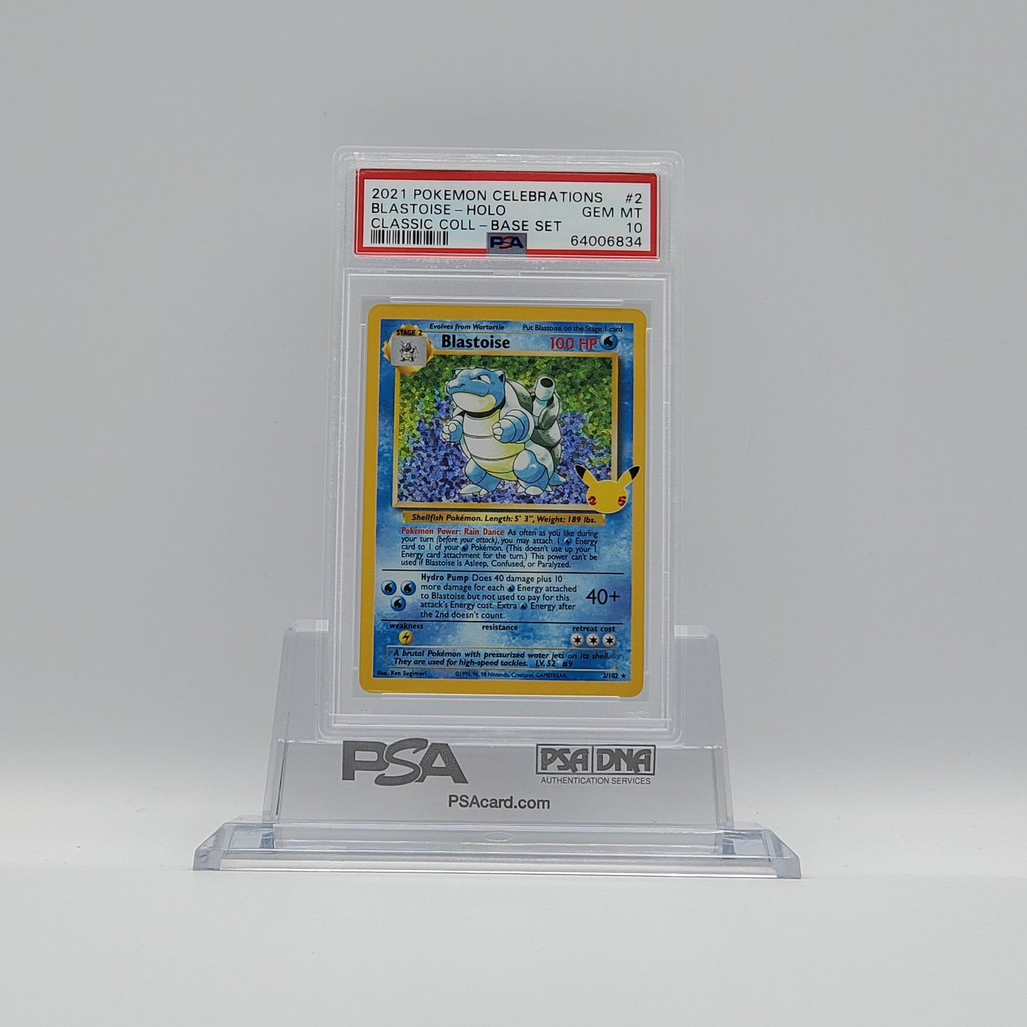 2021 - POKEMON - CELEBRATIONS - BLASTOISE - #2 - PSA - GEM MINT 10