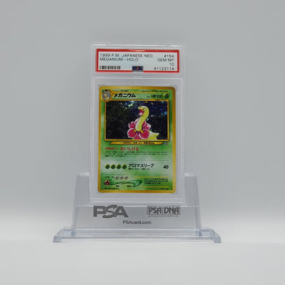 1999 - POKEMON - JAPANESE NEO - MEGANIUM - #154 - HOLOGRAPHIC - PSA - GEM MINT 10