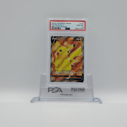 2022 - POKEMON - SWORD & SHIELD - BRILLIANT STARS - FULL ART - PIKACHU V - #157 - PSA - GEM MINT 10