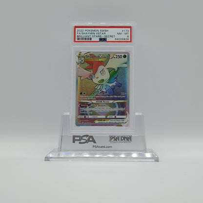 2022 - POKEMON - SWORD & SHIELD - BRILLIANT STARS - SECRET RARE - FULL ART - SHAYMIN VSTAR - #173 - PSA - NM-MT 8