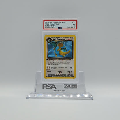 2000 - POKEMON - TEAM ROCKET - DARK DRAGONITE - #22 - 1ST EDITION - PSA - NM 7