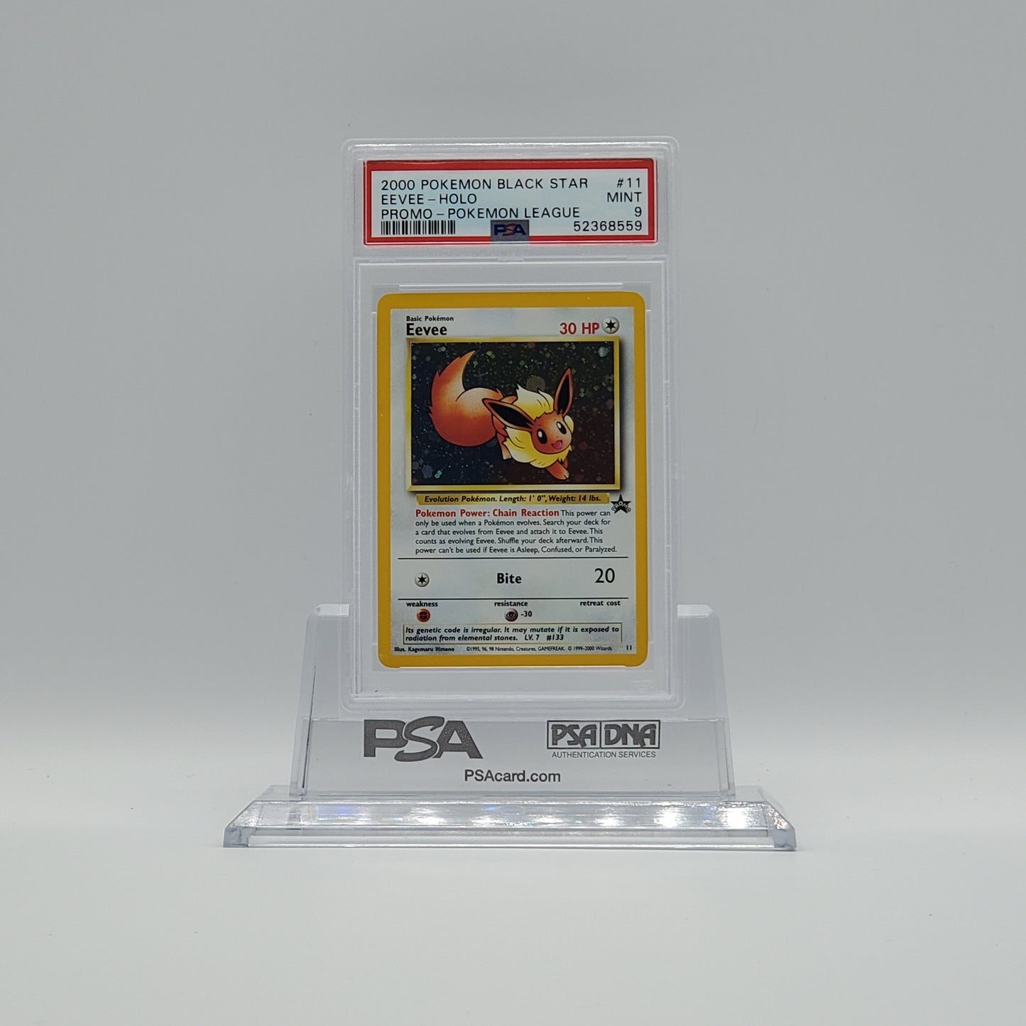 2000 - POKEMON - BLACKSTAR PROMO - POKEMON LEAGUE - EEVEE - #11 - HOLOGRAPHIC - PSA - MINT 9