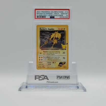 2021 - POKEMON - CELEBRATIONS - CLASSIC COLLECTION - GYM CHALLENGE - ROCKET'S ZAPDOS - #15 - HOLOGRAPHIC - PSA - GEM MINT 10