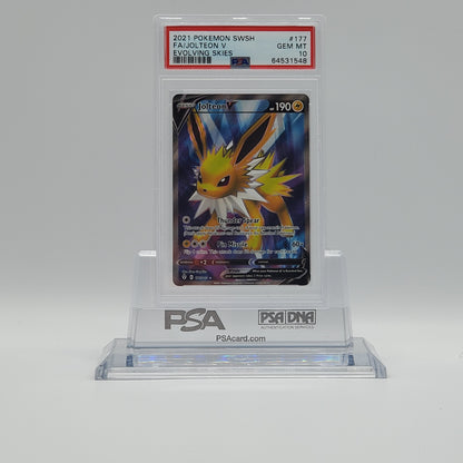 2021 - POKEMON - SWORD & SHIELD - EVOLVING SKIES - FULL ART - JOLTEON V - #177 - PSA - GEM MINT 10