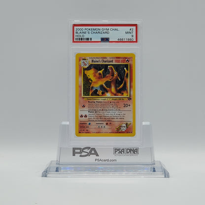 2000 - POKEMON - GYM CHALLENGE - BLAINE'S CHARIZARD - #2 - HOLOGRAPHIC - PSA - MINT 9