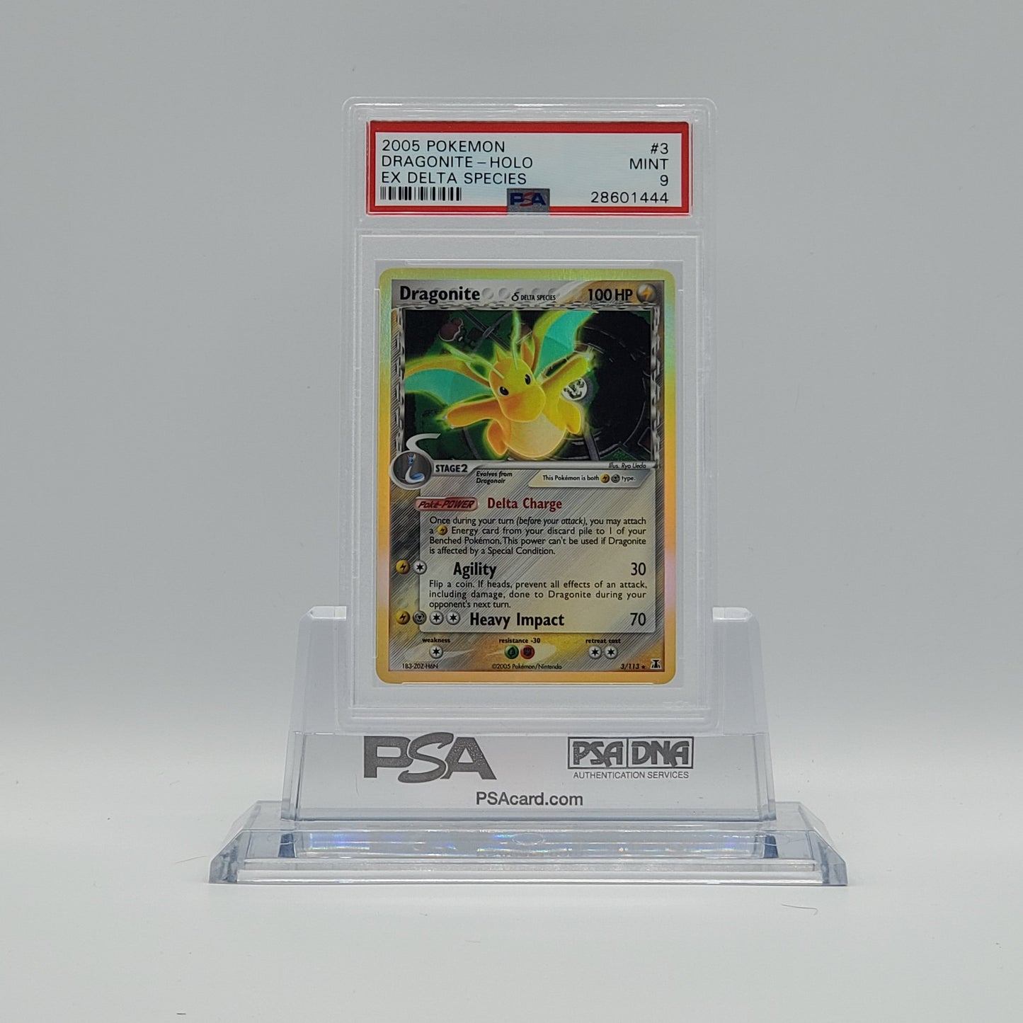 2005 - POKEMON - EX DELTA SPECIES - DRAGONITE - #3 - HOLOGRAPHIC - PSA - MINT 9