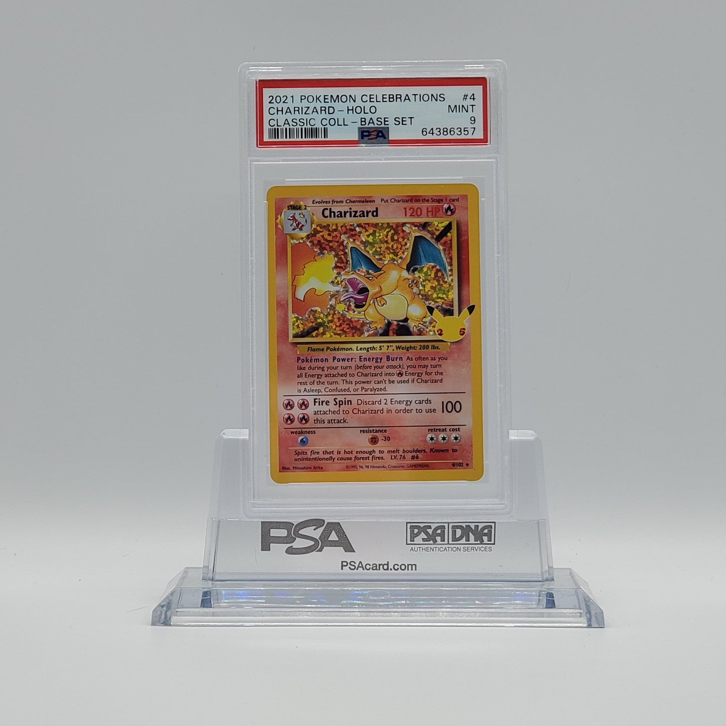 2021 - POKEMON - CELEBRATIONS - CLASSIC COLLECTION - BASE SET - CHARIZARD - #4 - HOLOGRAPHIC - PSA - MINT 9