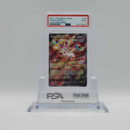 2021 - POKEMON - SWORD & SHIELD - EVOLVING SKIES - FULL ART - SYLVEON V - #184 - PSA - MINT 9