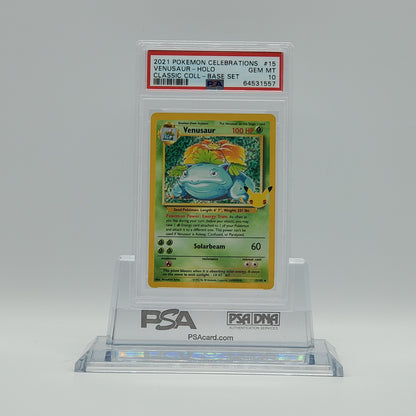 2021 - POKEMON - CELEBRATIONS - CLASSIC COLLECTION - BASE SET - VENUSAUR #15 - HOLOGRAPHIC - PSA - GEM MINT 10