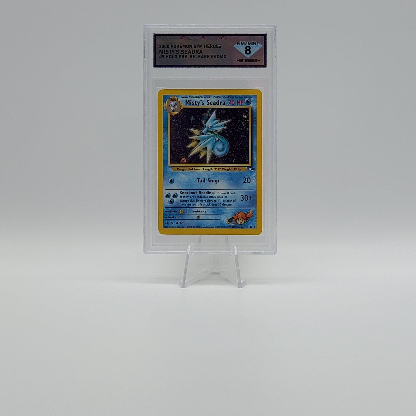 2000 - POKEMON - GYM HEROES - PRE-RELEASE PROMO - MISTY'S SEADRA - #9 - HOLOHGRAPHIC - DSG - NM-MT 8