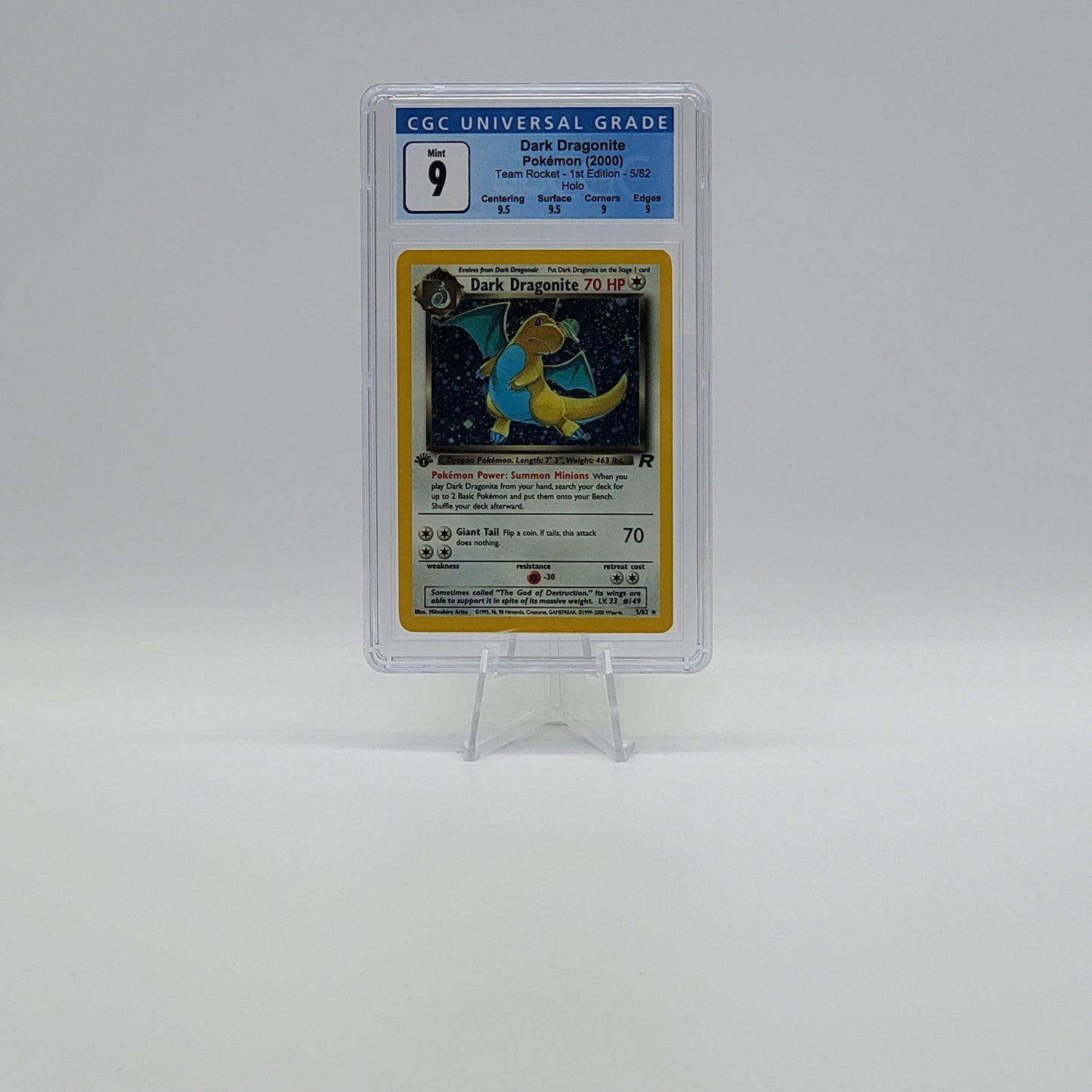 2000 - POKEMON - TEAM ROCKET - 1ST EDITION - DARK DRAGONITE - #5 - HOLOGRAPHIC - CGC - MINT 9