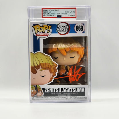 PSA ENCAPSULATED & SIGNATURE CERTIFIED - Funko POP! - ZENITSU AGATSUMA (SIGNED BY ALEKS LE) - GEM MINT 10 AUTOGRAPH