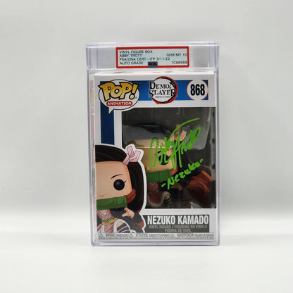 PSA ENCAPSULATED & SIGNATURE CERTIFIED - Funko POP! - NEZUKO KAMADO (SIGNED BY ABBY TROT) - GEM MINT 10 AUTOGRAPH