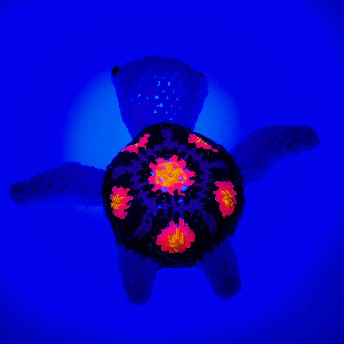 Loomigurumi Sea Turtles with UV Reactive Shell Bands