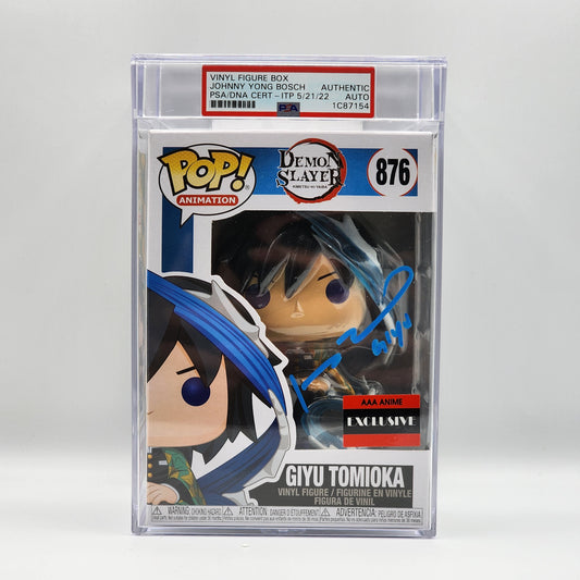 PSA ENCAPSULATED & SIGNATURE CERTIFIED - Funko POP! - DEMON SLAYER - GIYU TOMIOKA (SIGNED BY JOHNNY YONG BOSCH) - AAA ANIME EXCLUSIVE