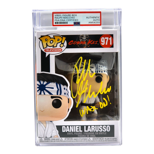 PSA ENCAPSULATED & SIGNATURE CERTIFIED - DANIEL LARUSSO - (SIGNED BY RALPH MACCHIO)