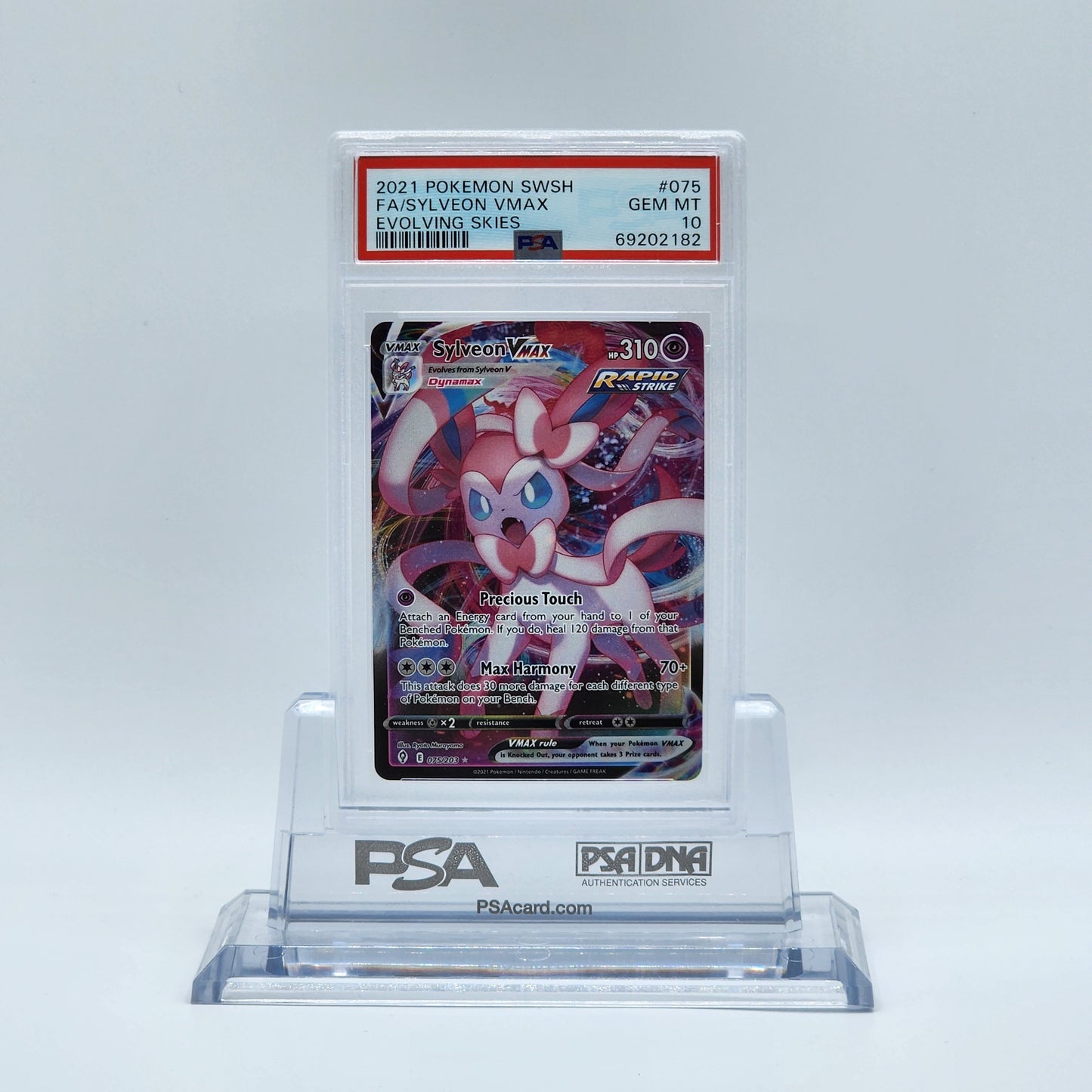 2021 - Pokémon - SWSH FA SYLVEON V -  EVOLVING SKIES - #075 - PSA -GEM MT 10