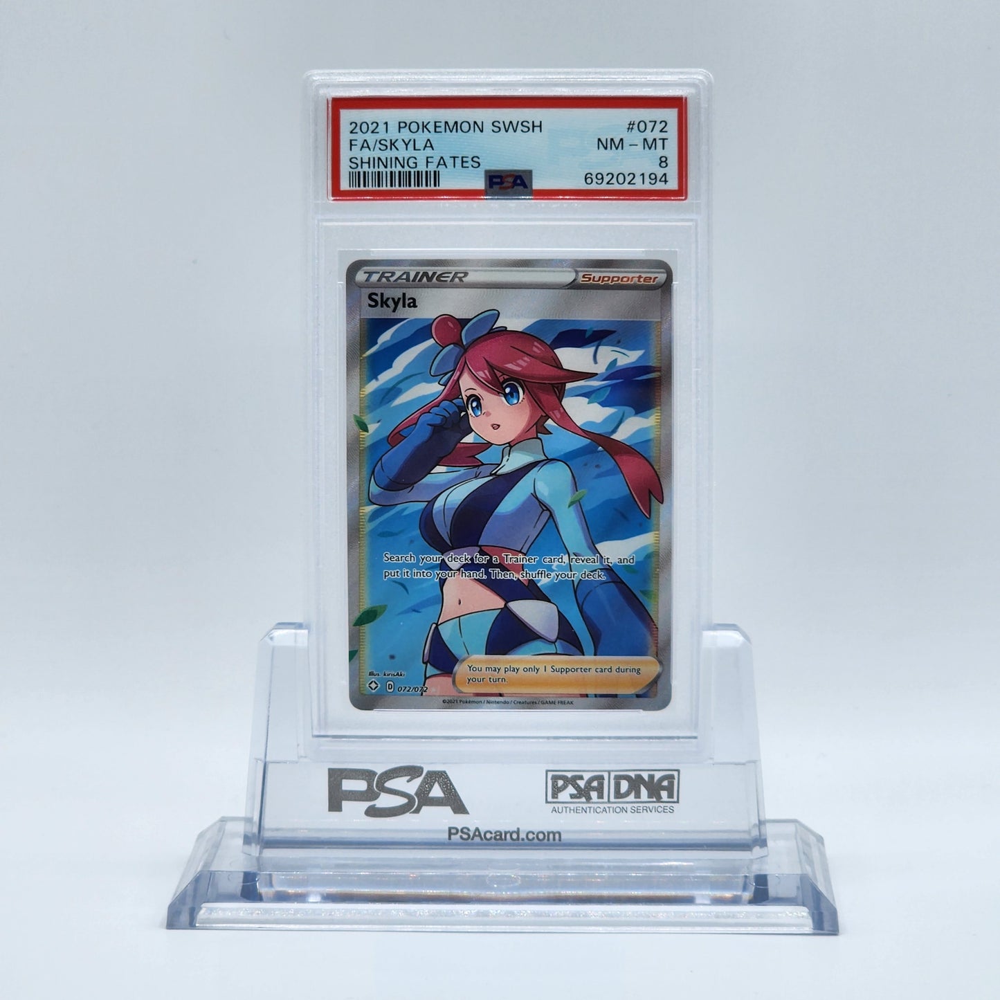 2021 - Pokémon - SWORD & SHIELD - SHINING FATES - FA SKYLA - #072 - PSA - NM-MT 8