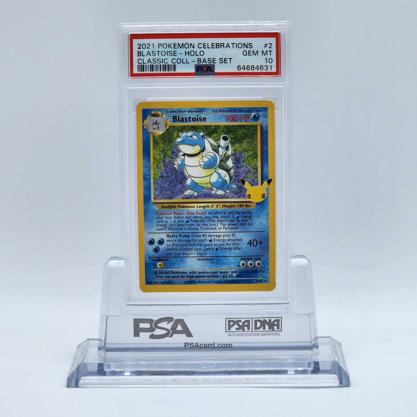 2021 - Pokémon - CELEBRATIONS - BLASTOISE - HOLOGRAPHIC - #2 - PSA - GEM MINT 10