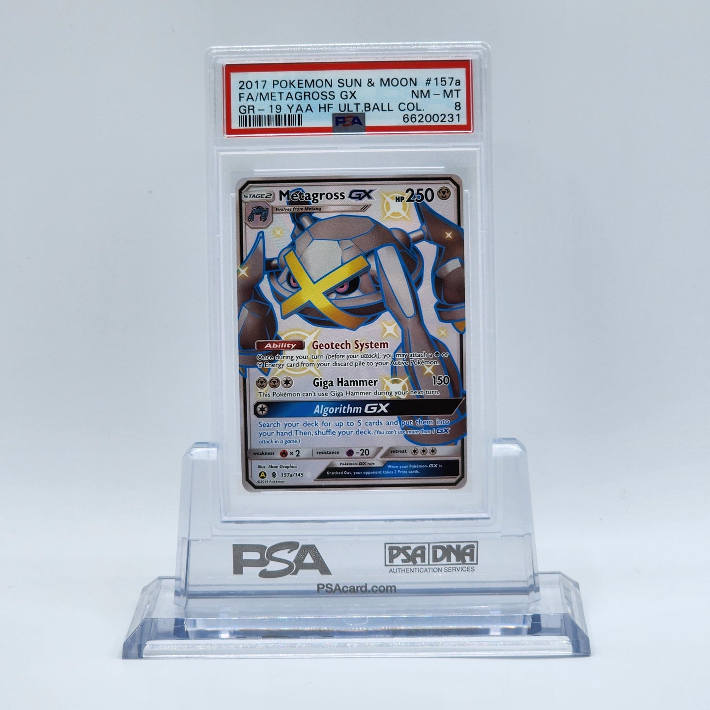 2017 - Pokémon - SUN & MOON - FA METAGROSS GX - #157a - PSA - NM-MT 8