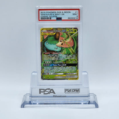 2019 - Pokémon - SUN & MOON - COSMIC ECLIPSE - VENUSAUR & SNIVY - #1 - PSA - MINT 9