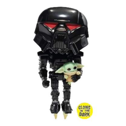 FUNKO POP! - DARK TROOPER WITH GROGU - GLOWS IN THE DARK - ENTERTAINMENT EARTH EXCLUSIVE