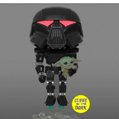 FUNKO POP! - DARK TROOPER WITH GROGU - GLOWS IN THE DARK - ENTERTAINMENT EARTH EXCLUSIVE